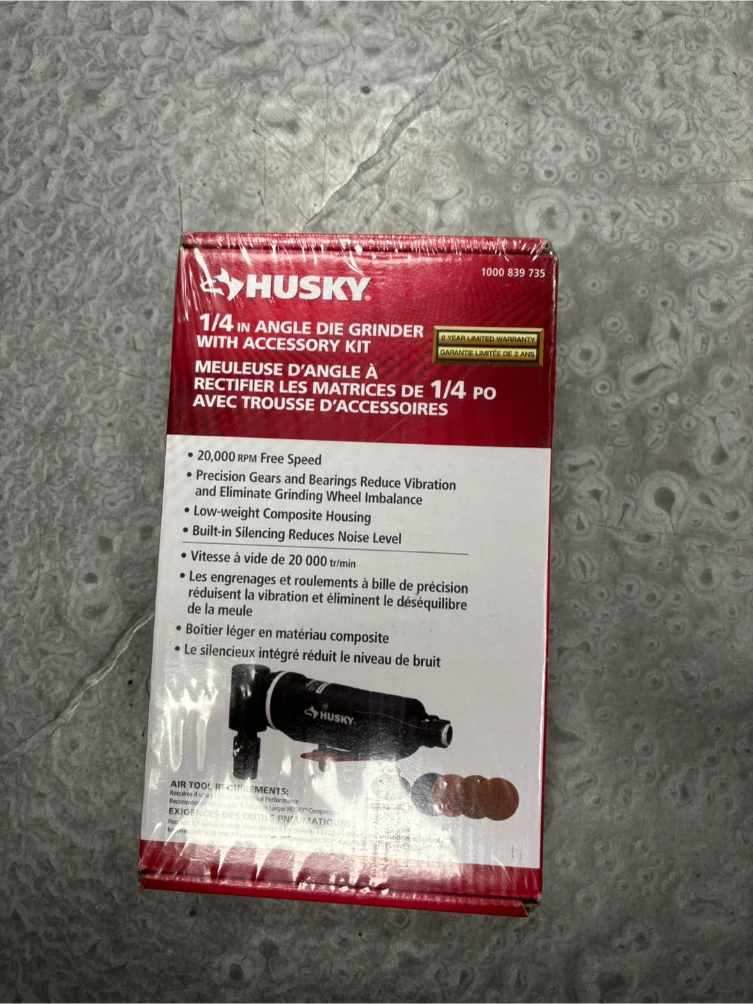 Husky 1/4 Inch Angle Die Grinder with Accessory Kit - photo 3