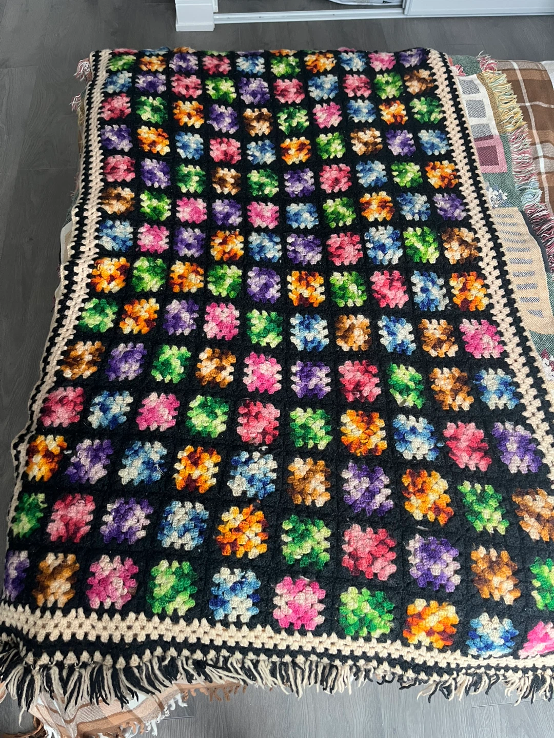 Handmade Crochet Granny Square Afghan Blanket