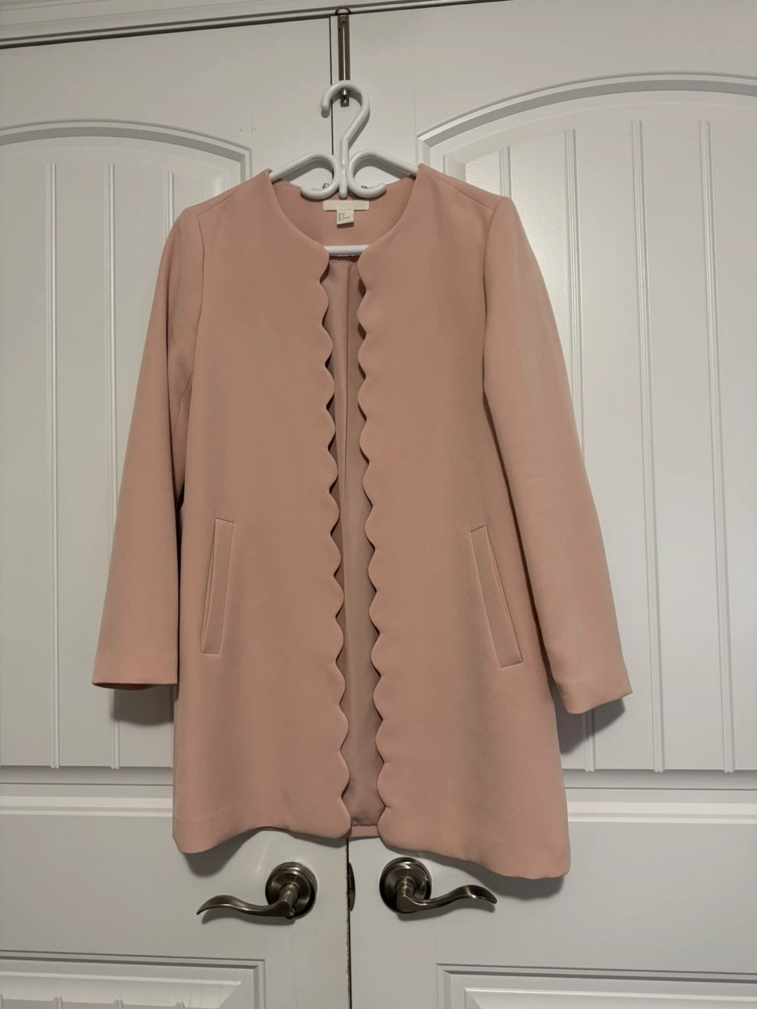 H&M Pink Scalloped Collarless Jacket