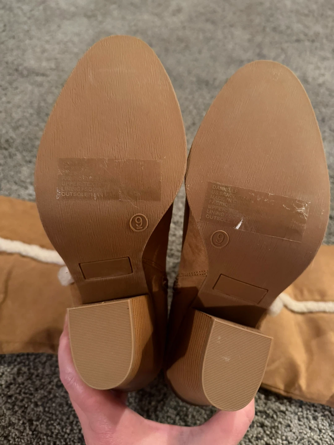 Brown Faux Suede Boots with White Trim - Size 9 - photo 2