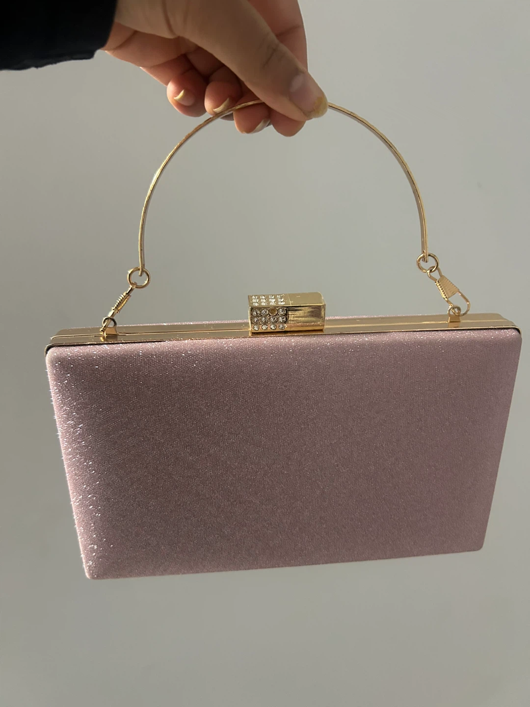 Women's Pink Clutch Evening Bag with Chain