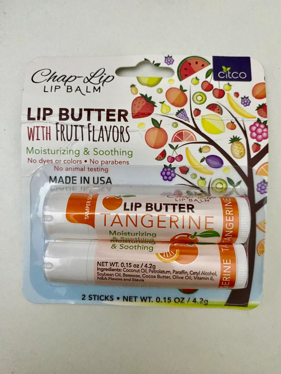 Chap-Lip Lip Butter Lip Balm - Tangerine (2 Sticks)