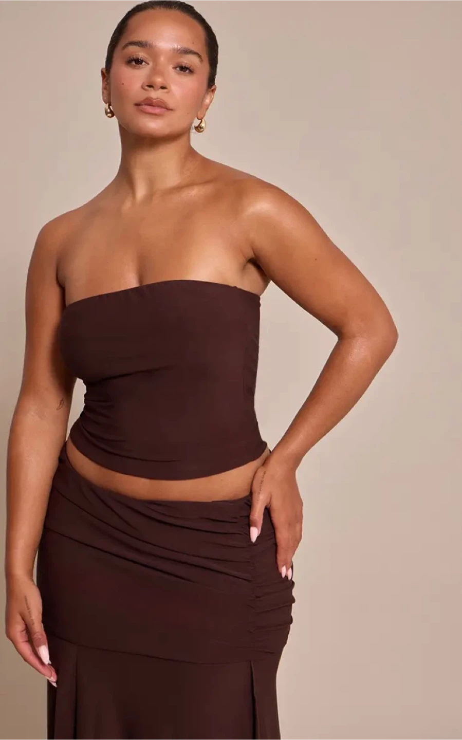 BLACK PLT Shape Double Layered Bandeau Top - US 8