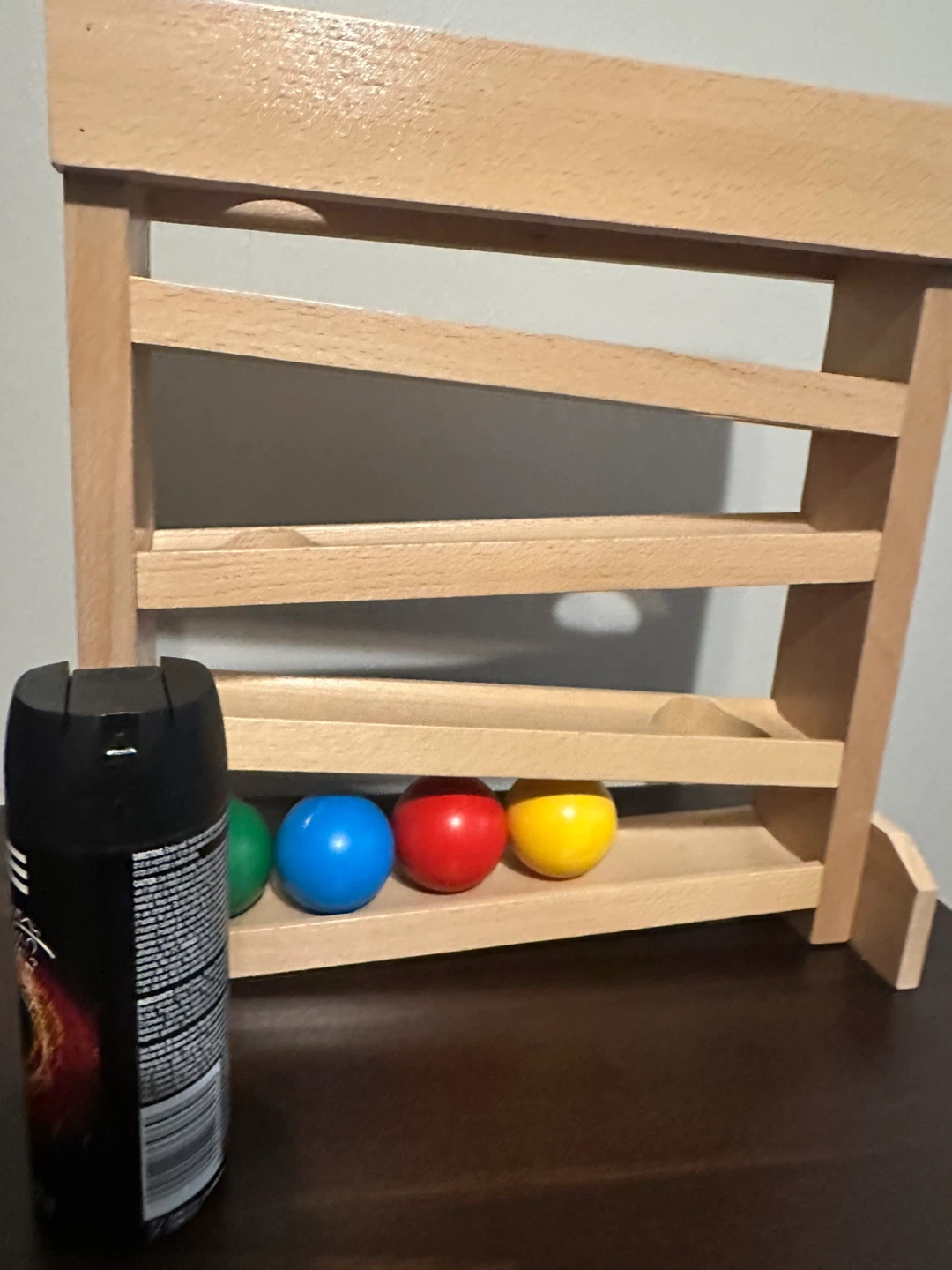 Montessori Wooden Marble Run Toy with 4 Balls
