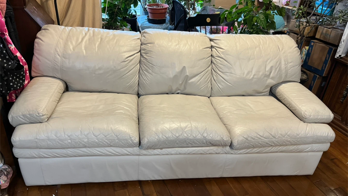 Cream Leather Sofa