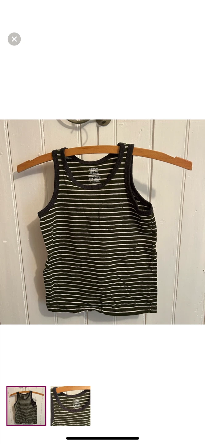 George Boys Tank Top - Green Striped - XS/TP (4-5)