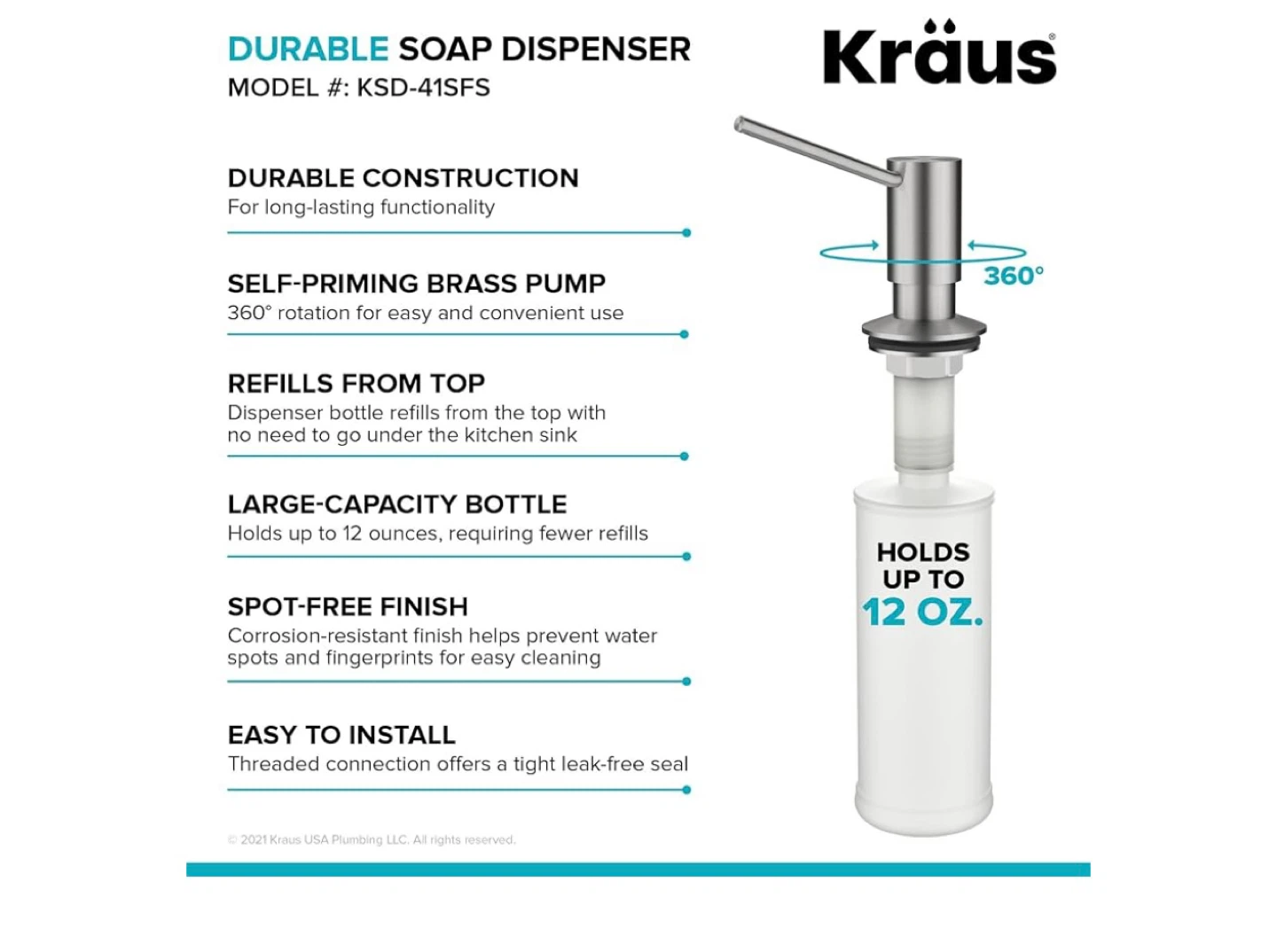 Kraus Spot-Free Stainless Steel Kitchen Soap Dispenser KSD-41SFS - photo 3