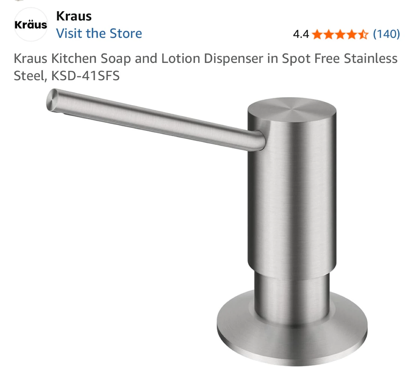 Kraus Spot-Free Stainless Steel Kitchen Soap Dispenser KSD-41SFS