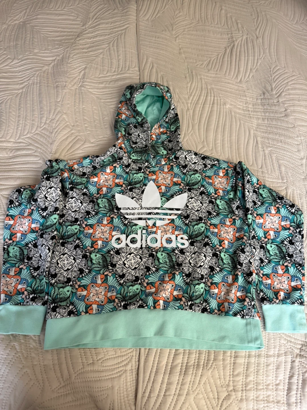 Adidas All Over Print Hoodie Girls Size L 13-14Y