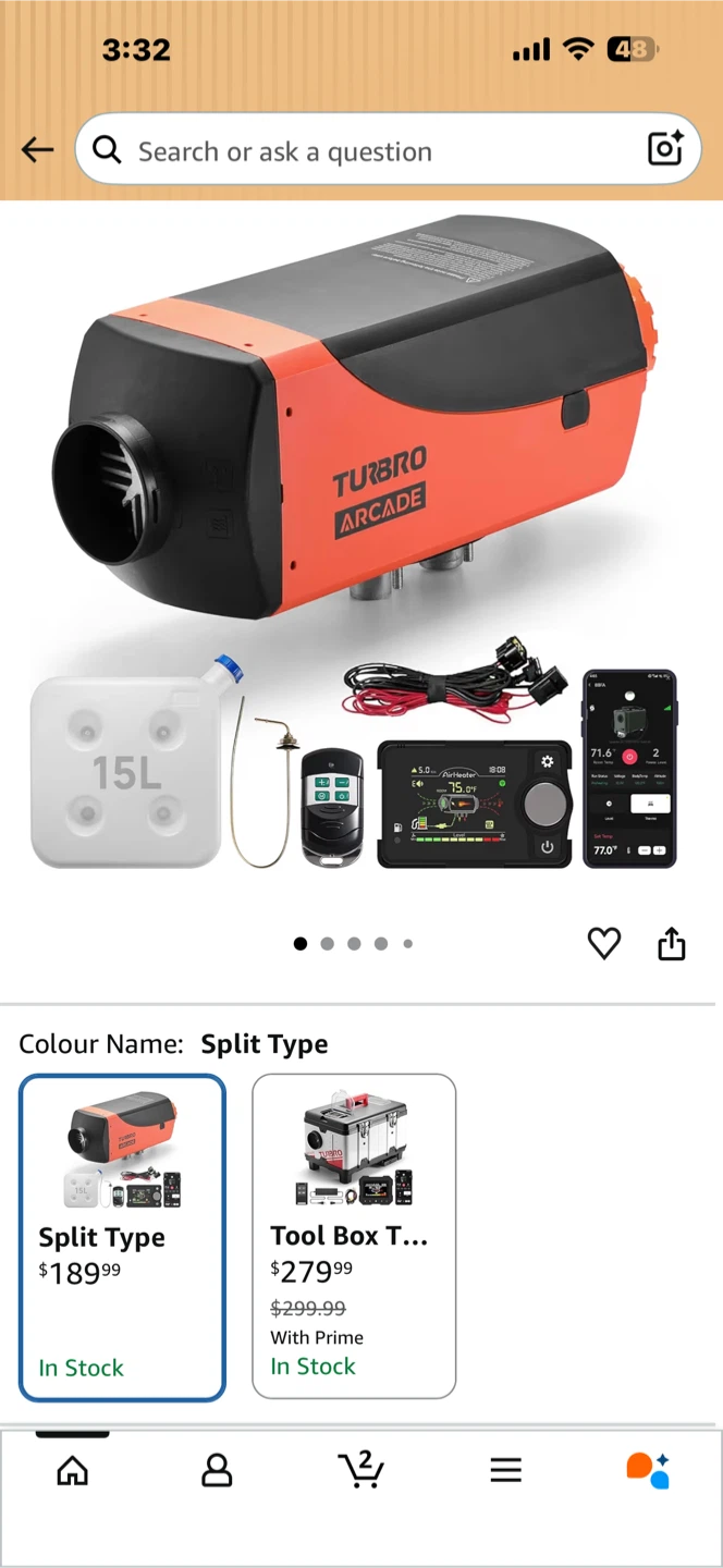 TURBRO ARCADE Split Type Air Heater with 15L Fuel Tank