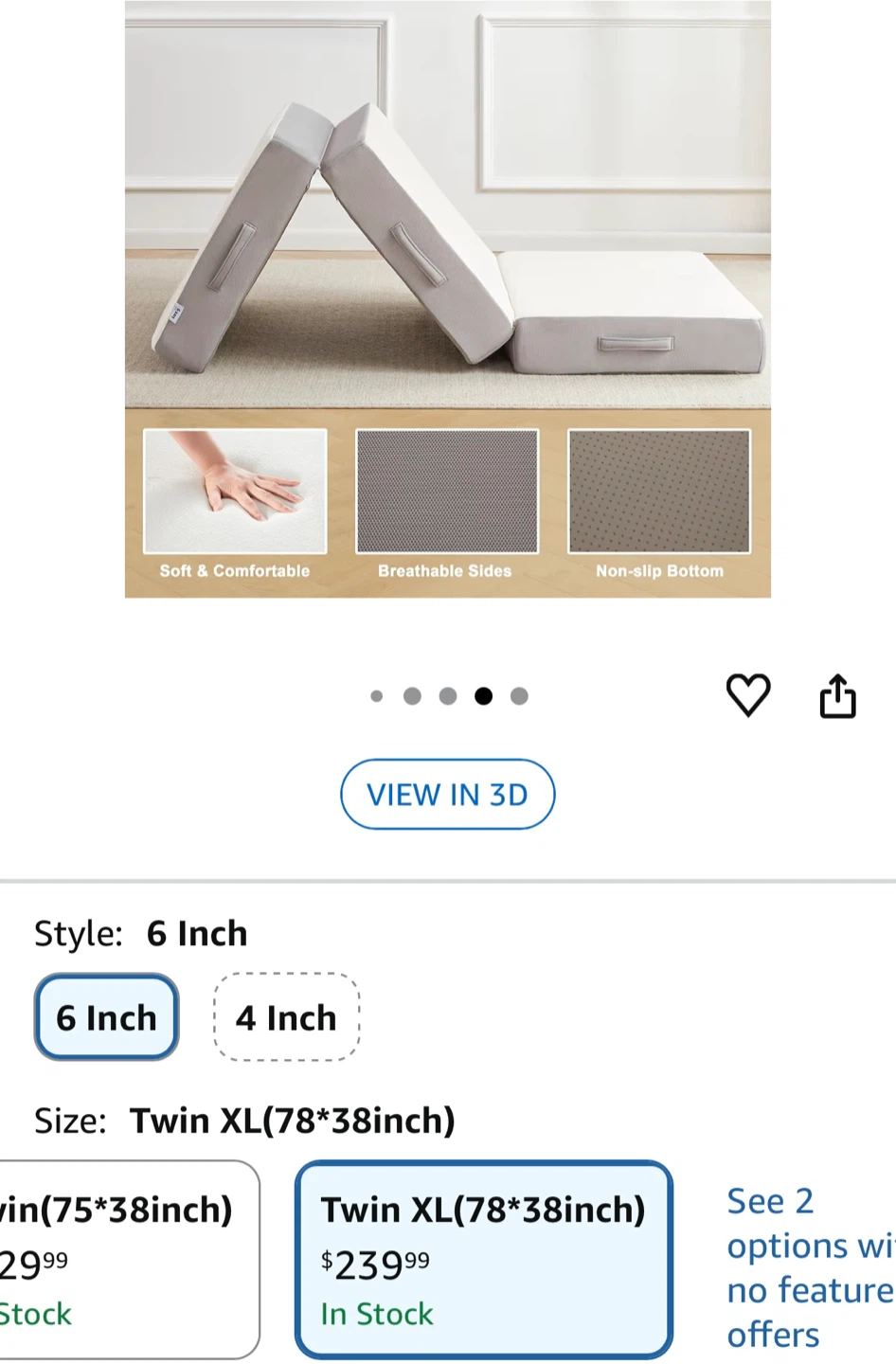 Sofa bet 6 inch