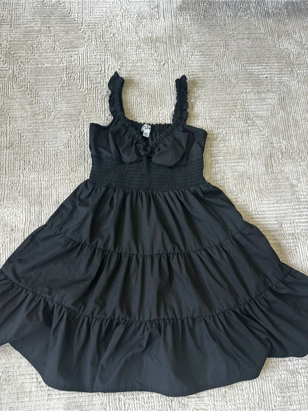 Black Tiered Ruffle Strap Dress