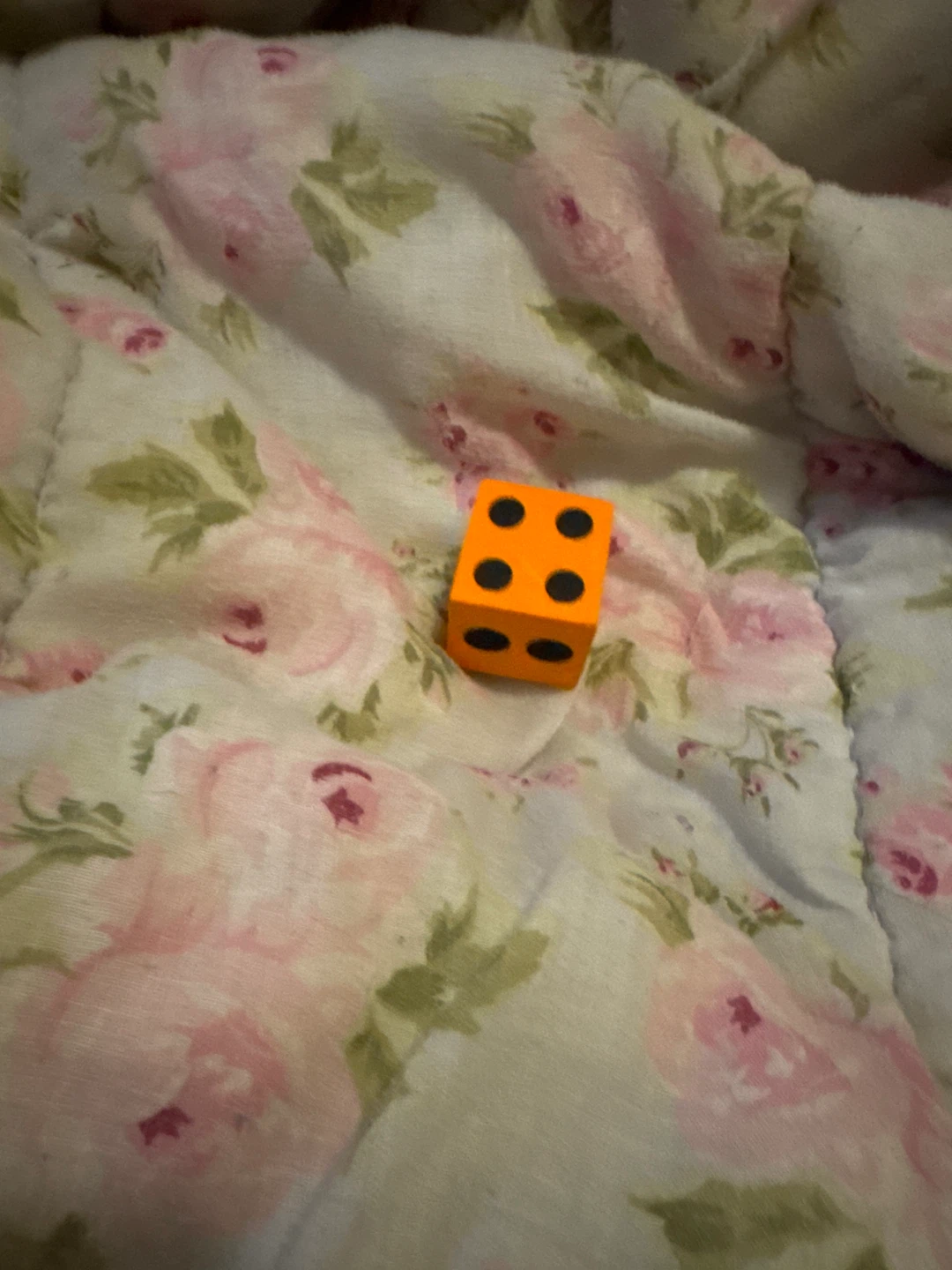 Orange Dice with Black Dots