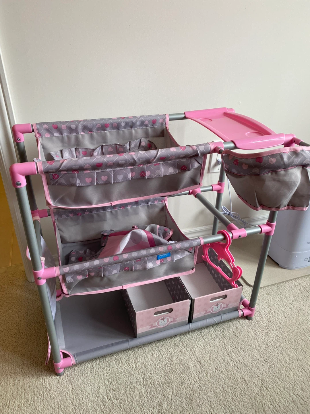 Doll Changing Table Crib and Storage Unit