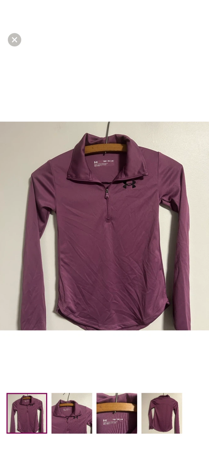 Under Armour Purple 1/4 Zip Long Sleeve Shirt Youth Medium