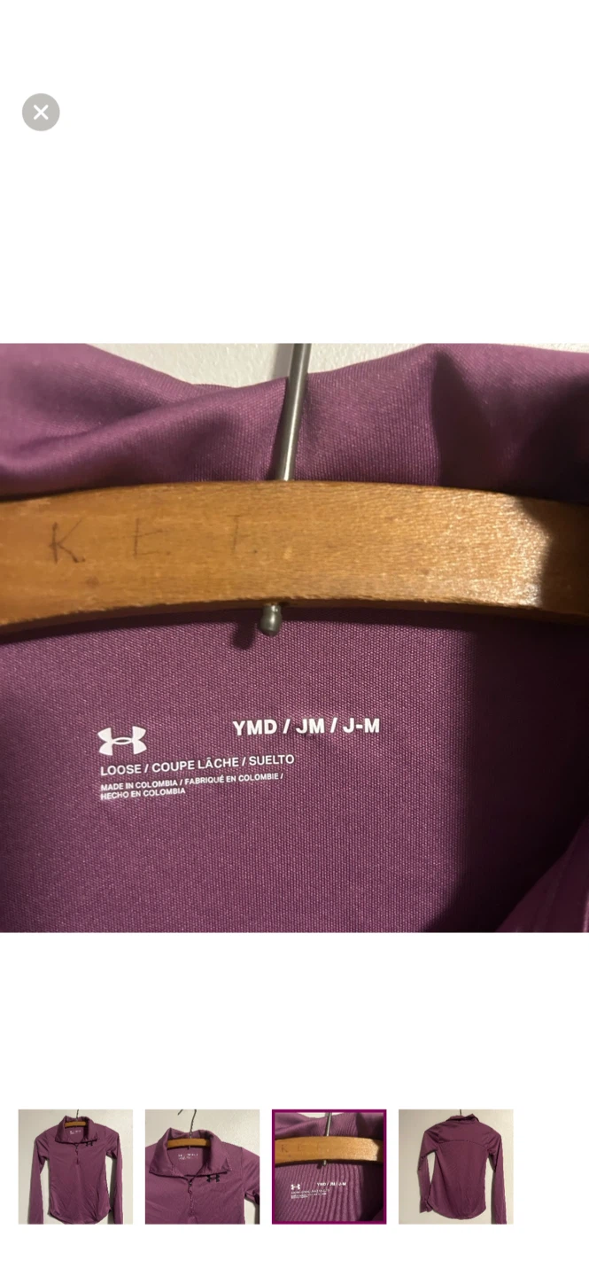 Under Armour Purple 1/4 Zip Long Sleeve Shirt Youth Medium - photo 3