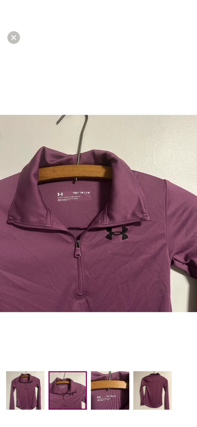 Under Armour Purple 1/4 Zip Long Sleeve Shirt Youth Medium - photo 2