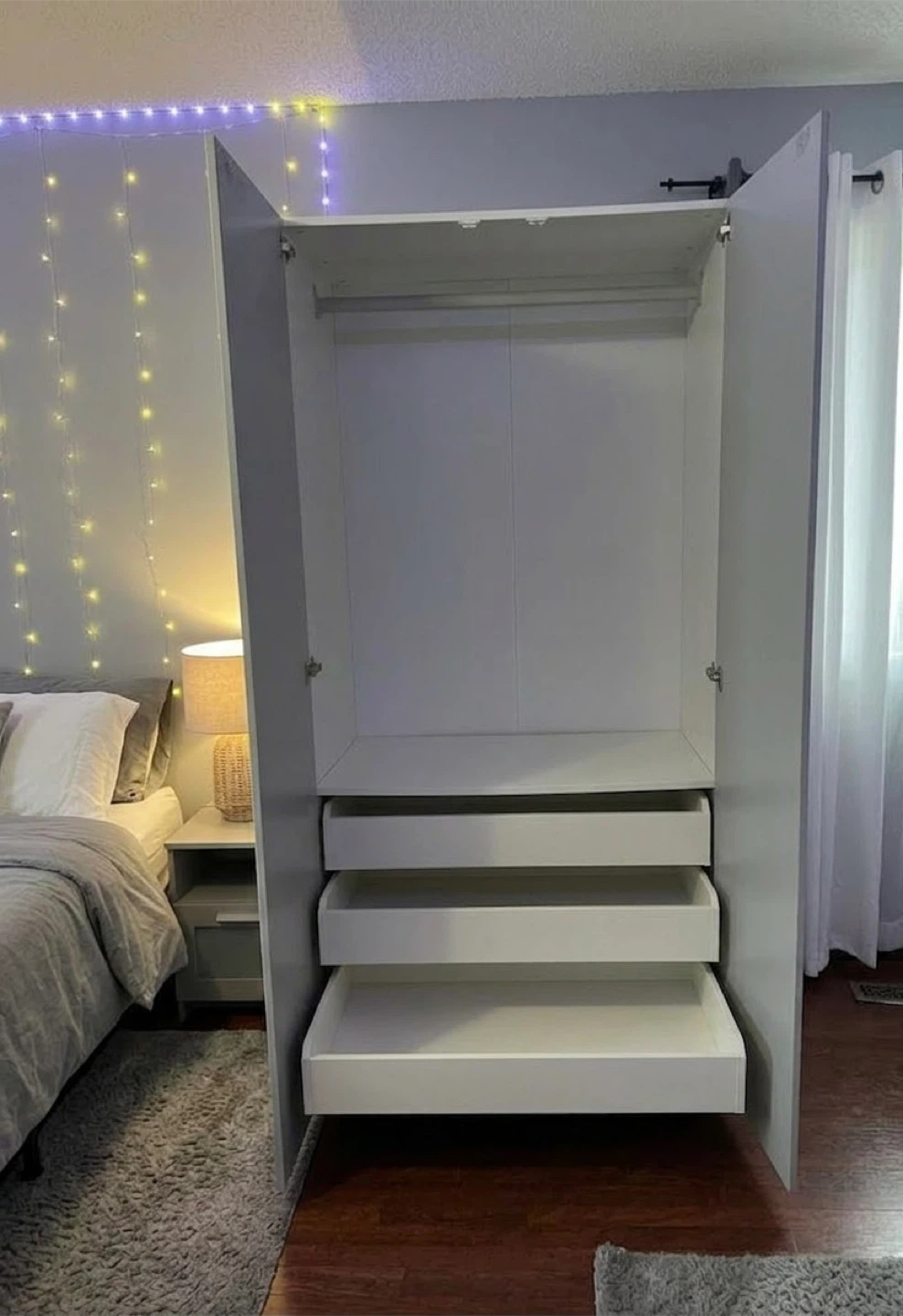 White Armoire Wardrobe with Mirrored Doors