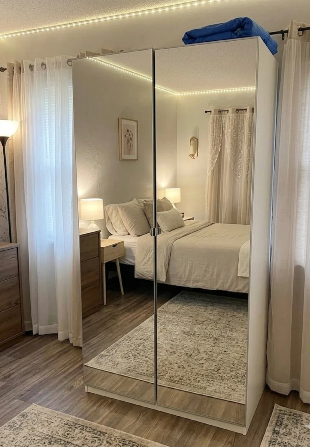 White Armoire Wardrobe with Mirrored Doors - photo 2