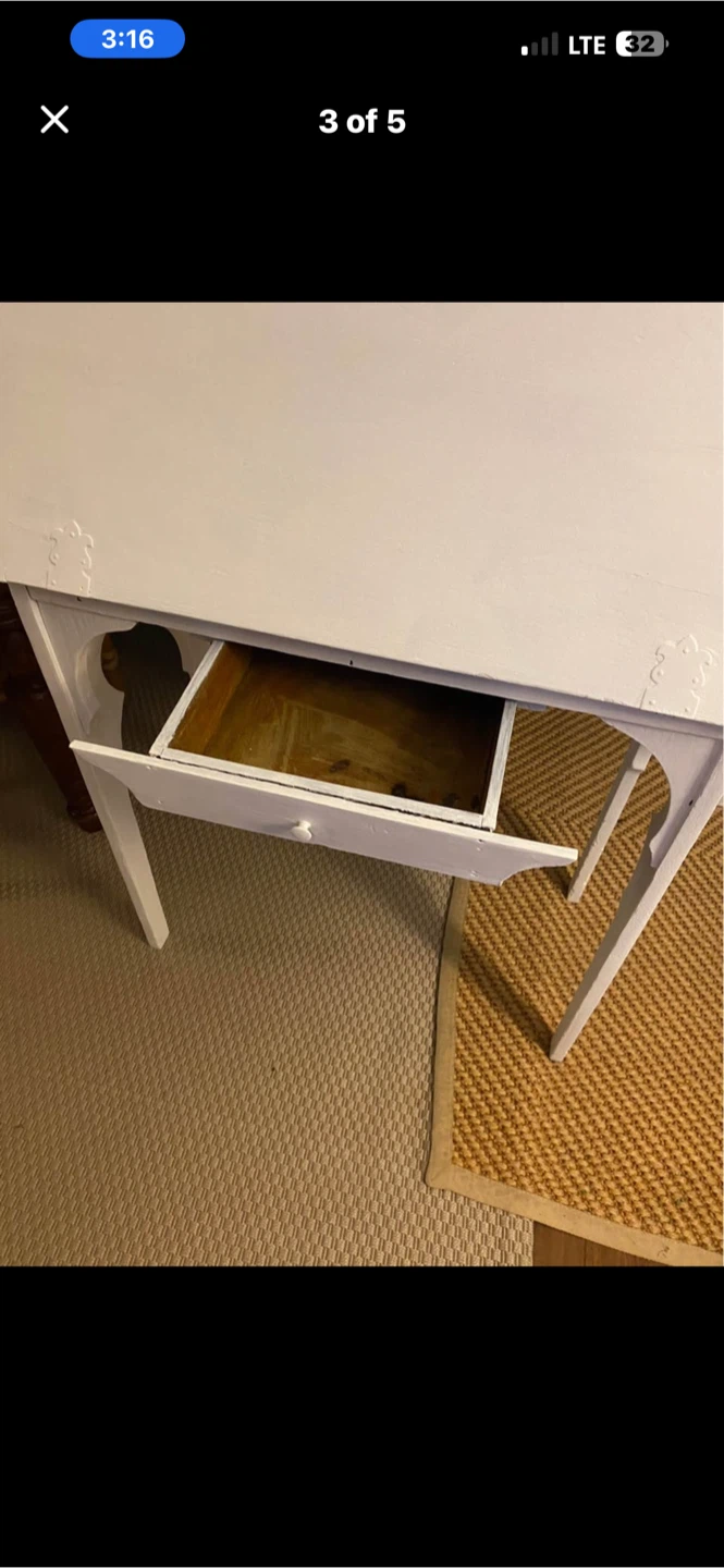 White Secretary Desk with monstera accents - photo 3