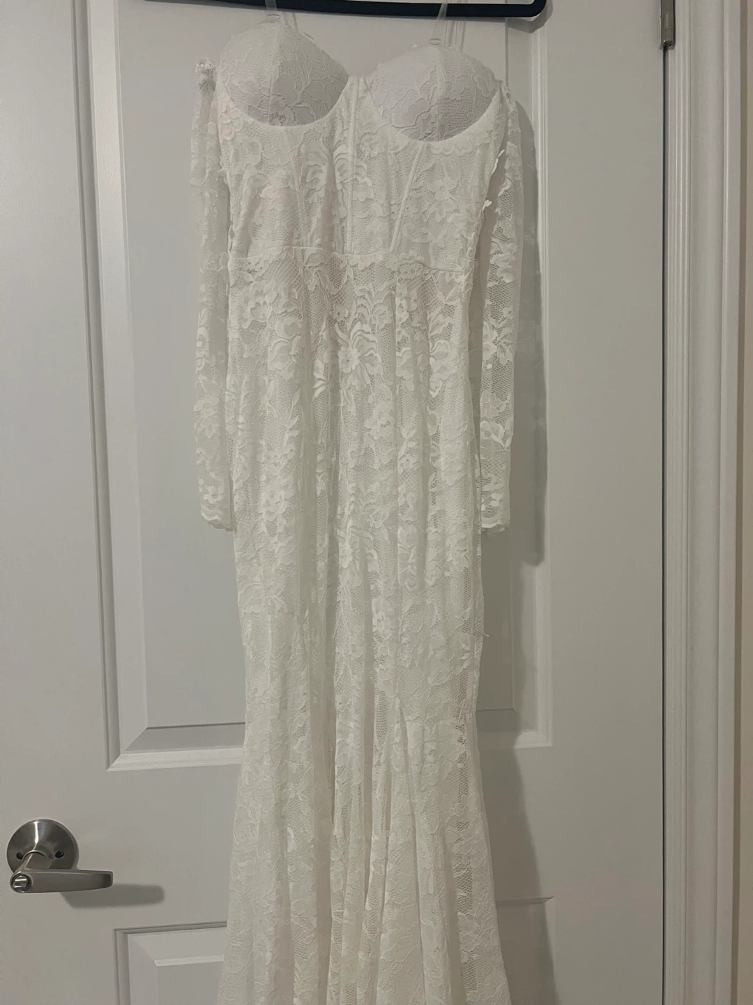 Off-Shoulder Lace Mermaid Wedding Dress - Size XS - photo 4