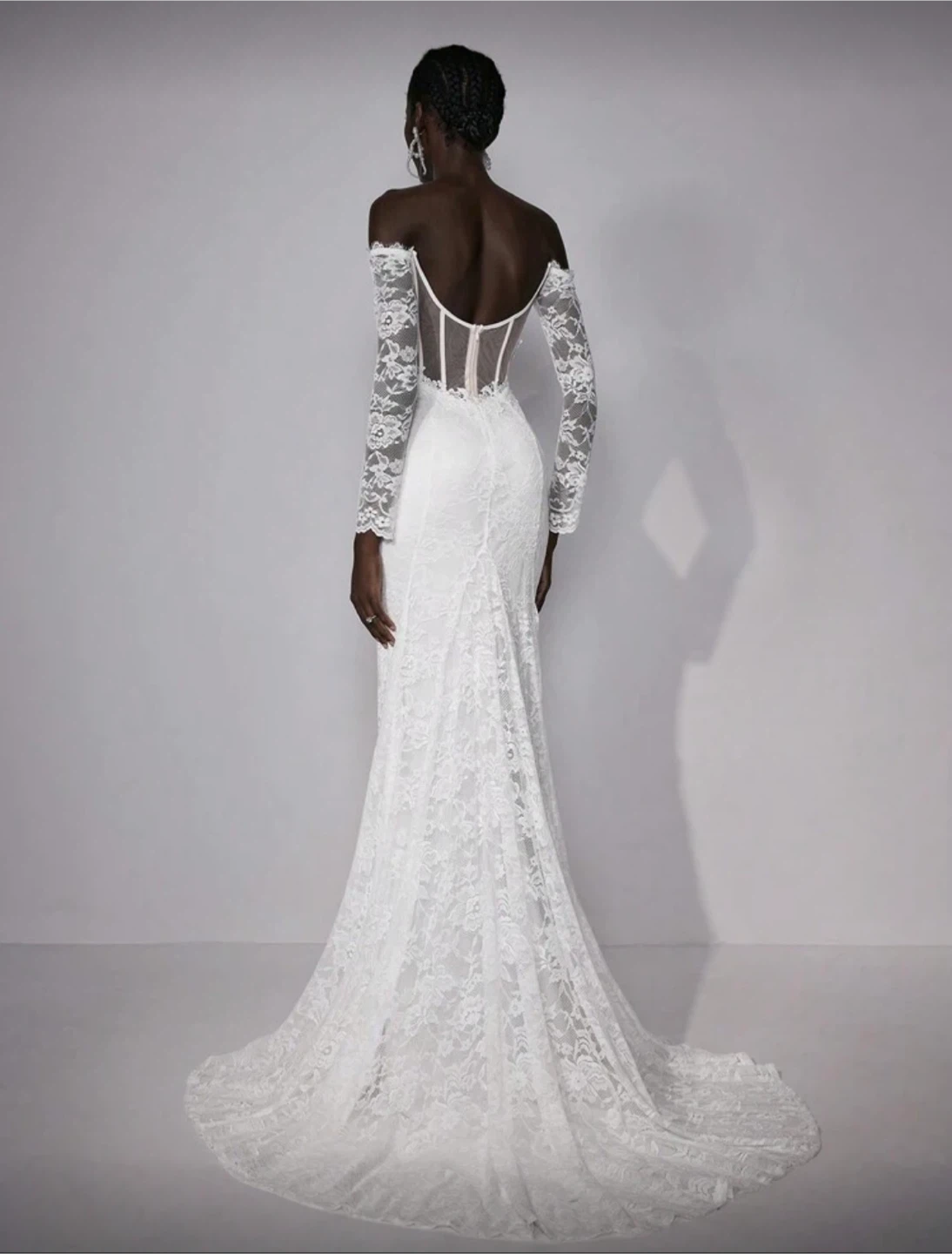 Off-Shoulder Lace Mermaid Wedding Dress - Size XS - photo 2