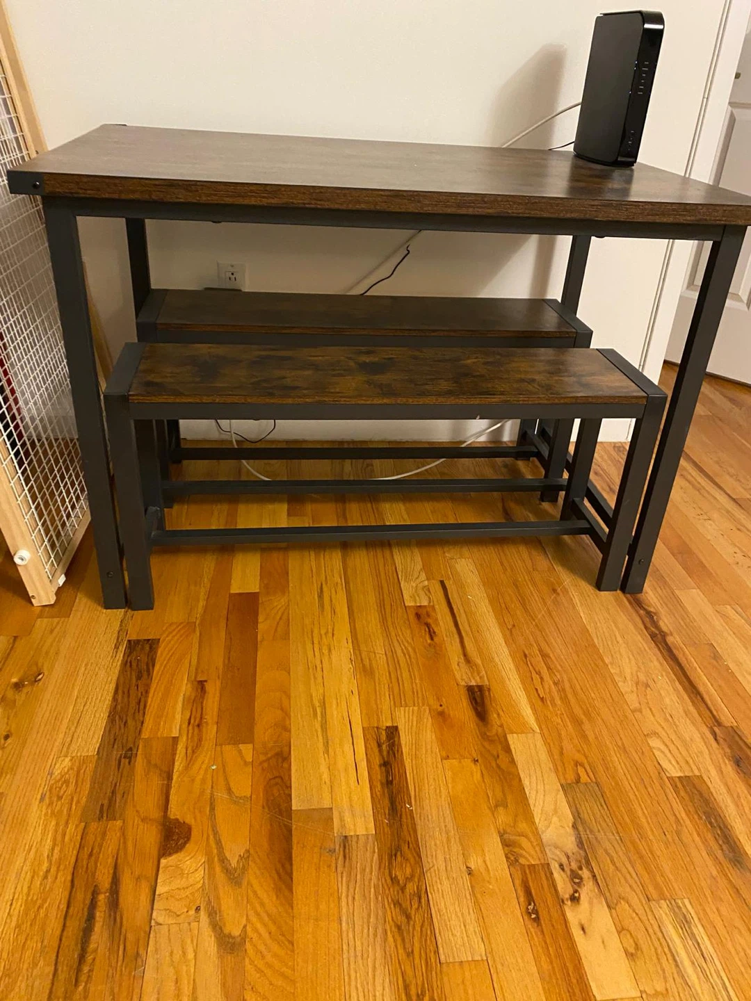 Industrial Style Dining Table with Benches (seats 4)