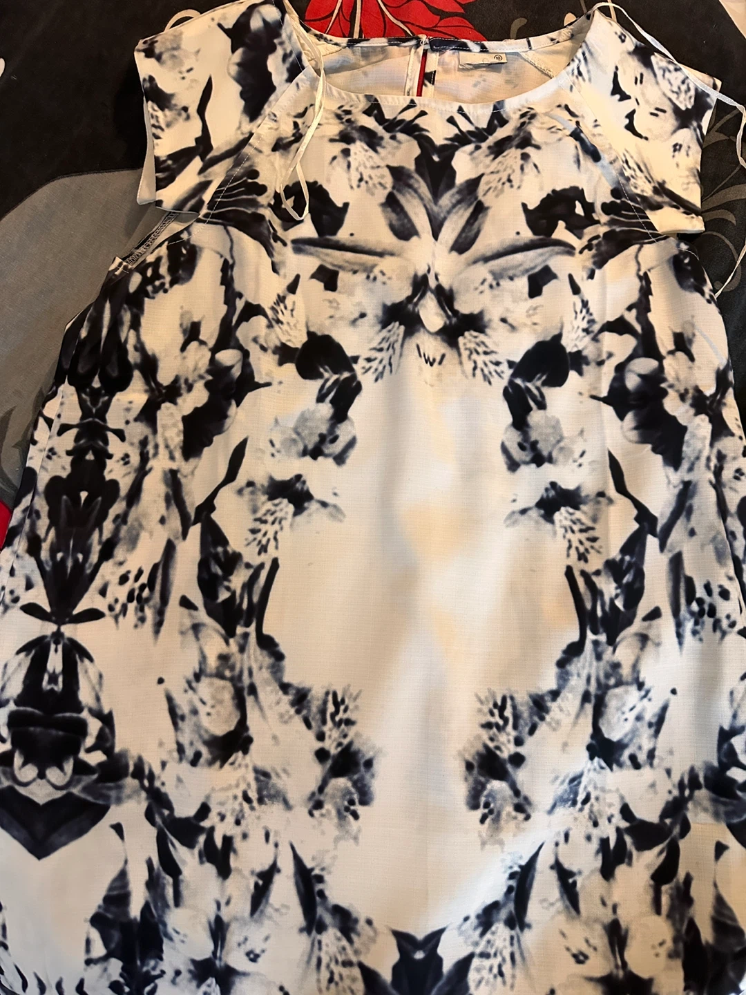 White and Black Floral Print Blouse