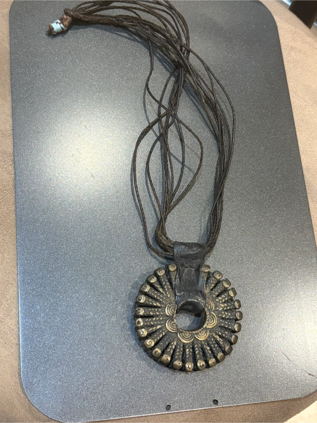 Drogon   Mali  bronze  pendant on Leather Cord