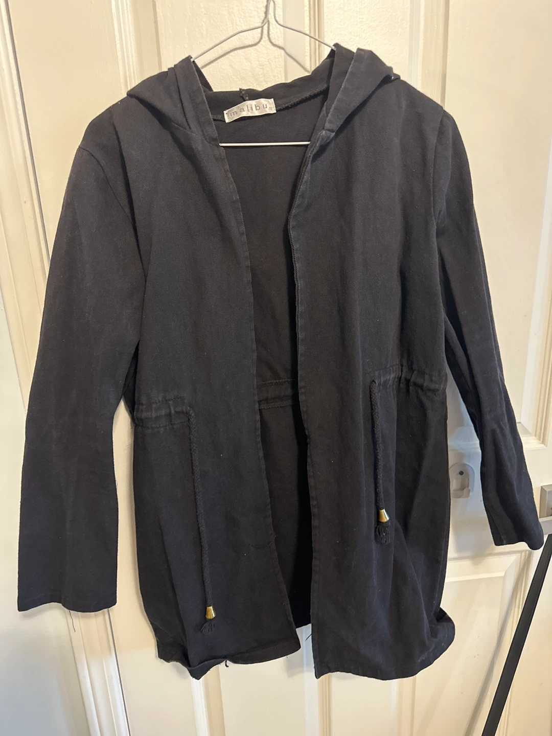 Malibu Black Hooded Open Front Cardigan