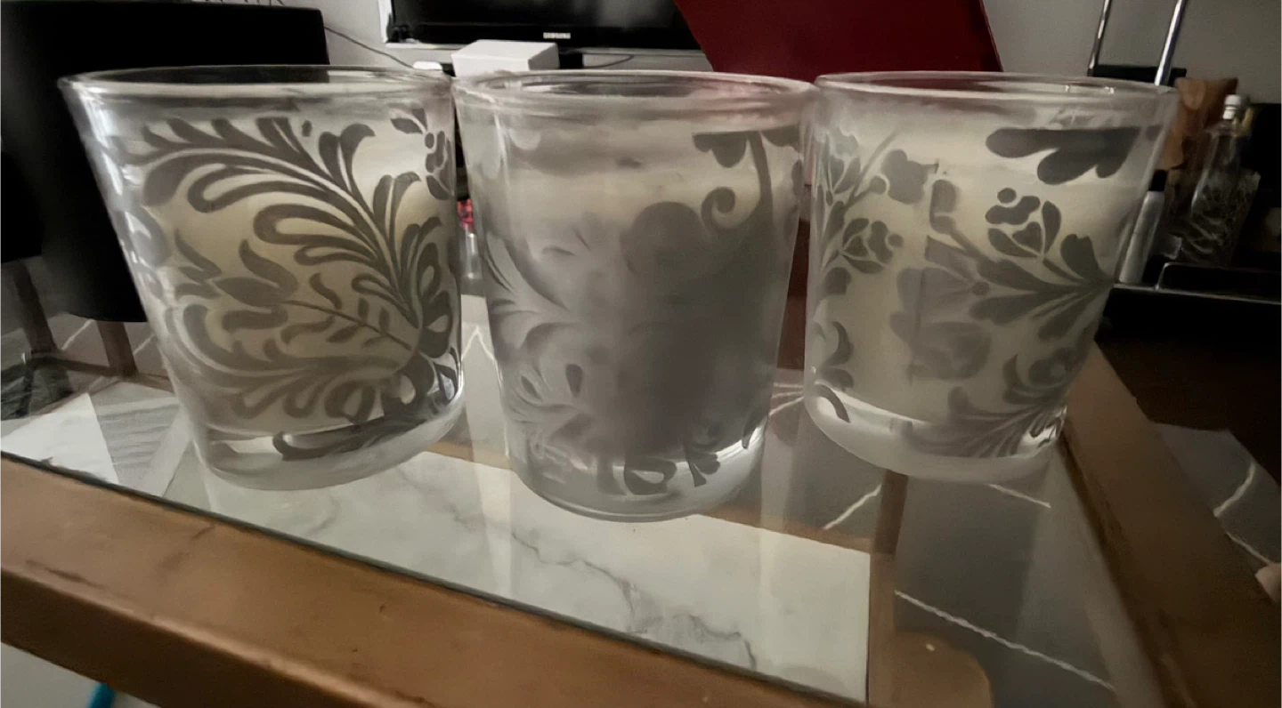 Set of 3 Decorative Glass Candle Holders