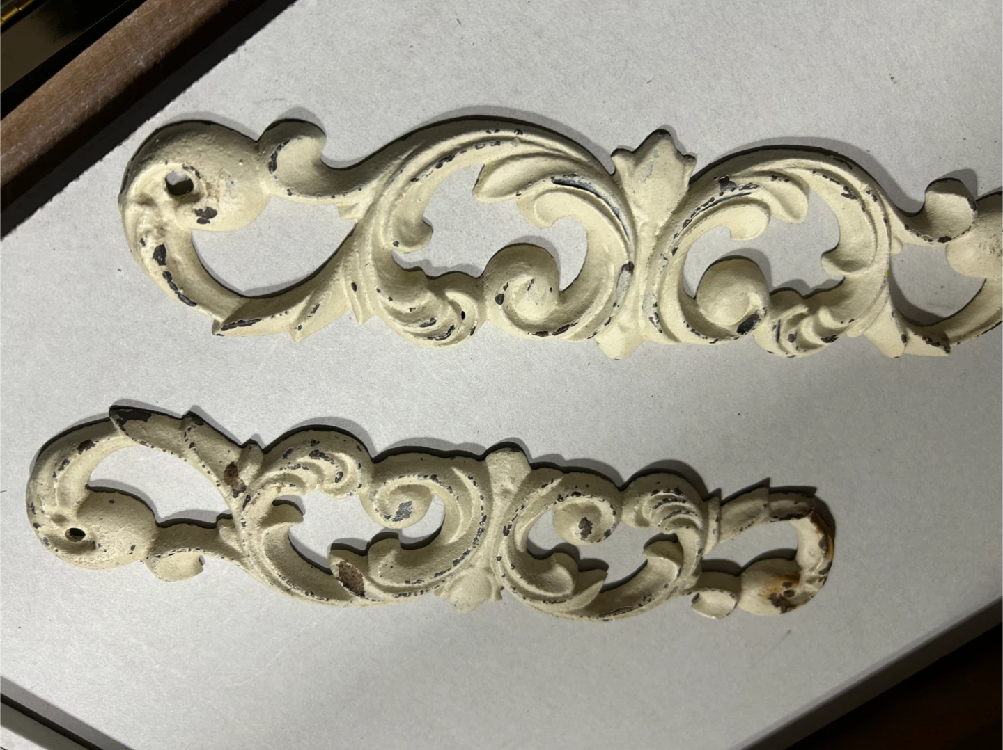 Set of 2 Ornate Cream Cast Iron Drawer Pulls