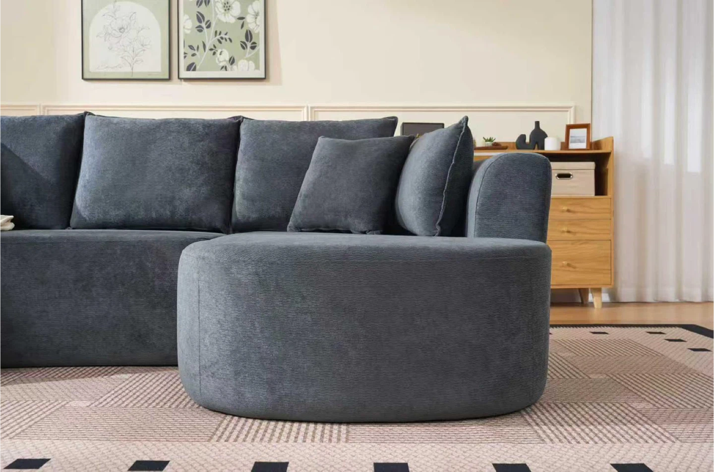 Curved Sectional Sofa - Charcoal Grey - photo 4