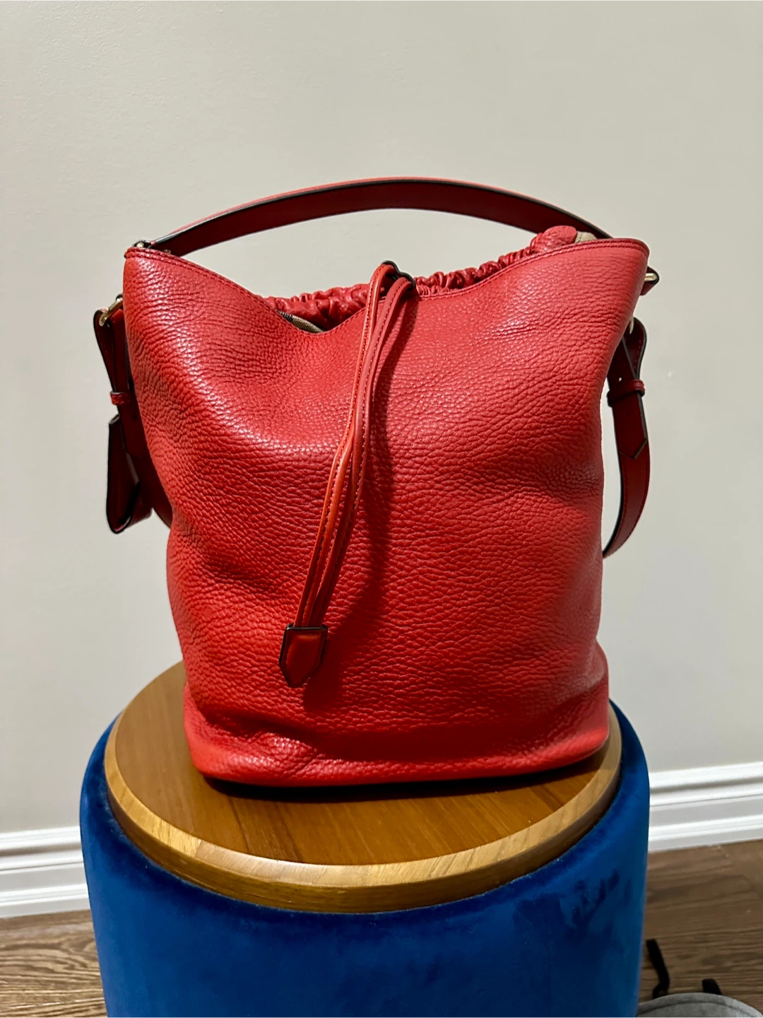Burberry Leather Bucket Bag (Red) – Priced to Sell
