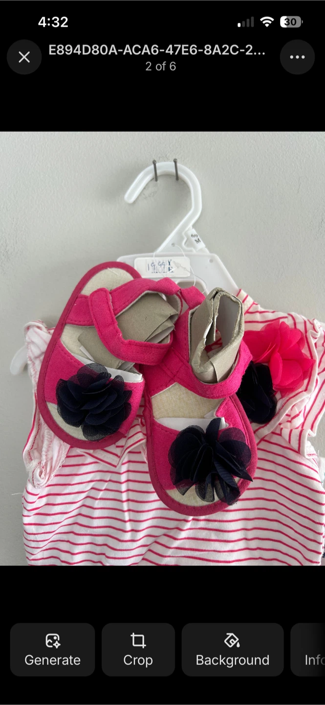 Baby Girl Outfit Set - Bodysuit, Pants, and Sandals - 6-9 Months - photo 2