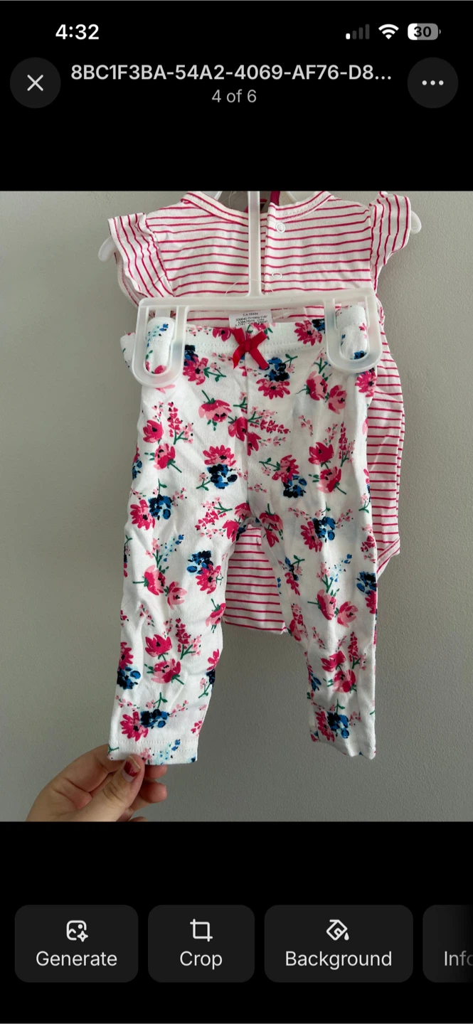 Baby Girl Outfit Set - Bodysuit, Pants, and Sandals - 6-9 Months - photo 4