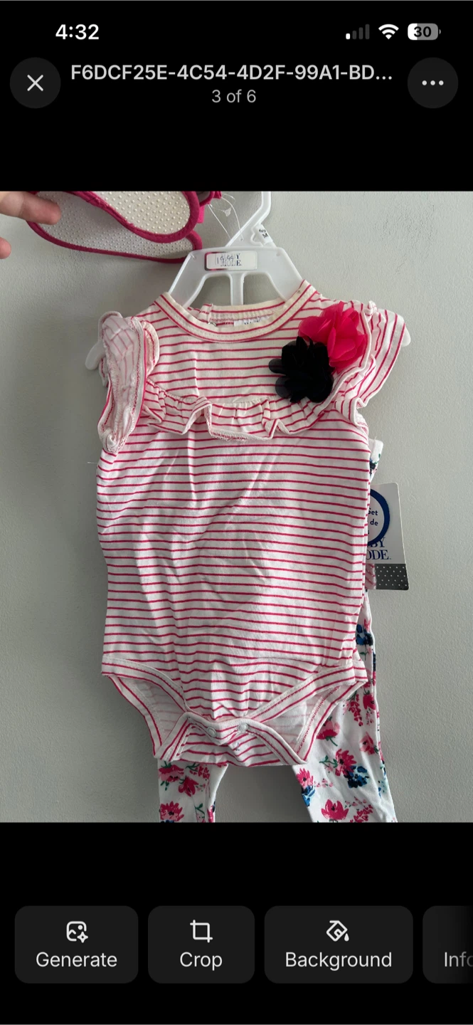 Baby Girl Outfit Set - Bodysuit, Pants, and Sandals - 6-9 Months - photo 3