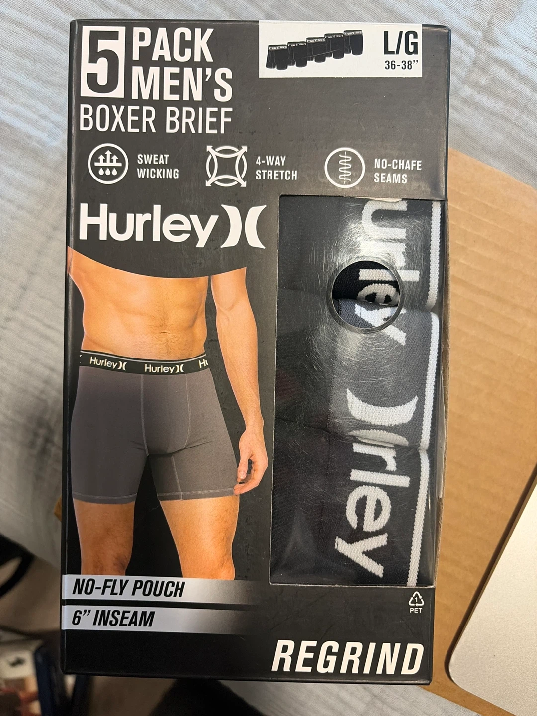 Hurley 5 Pack Men's Boxer Briefs L/G