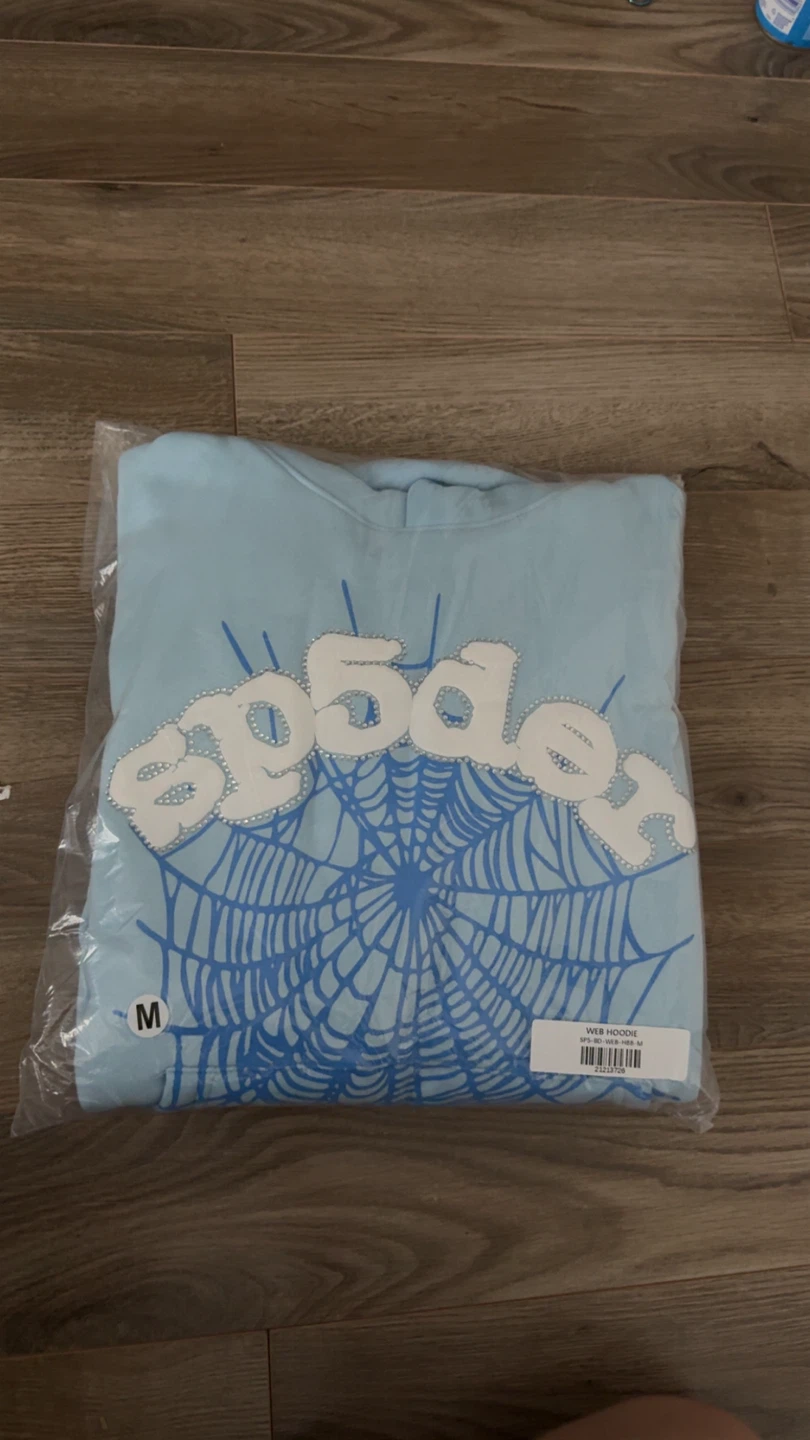 Spider Web Hoodie (Sky Blue) – Brand New – $95