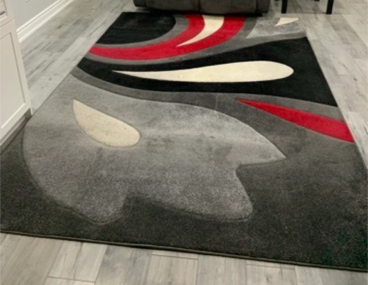 Modern Abstract Area Rug - Grey, Red, Black