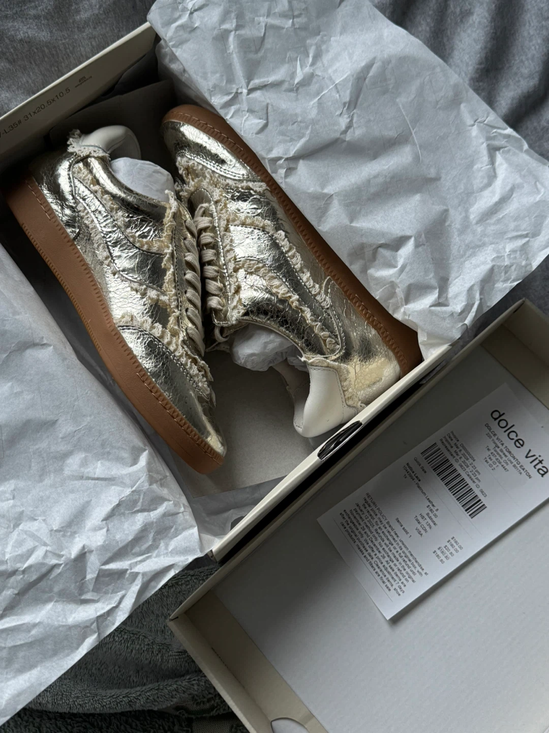 Dolce Vita Platinum Distressed Leather Sneakers - Size 8 - photo 3