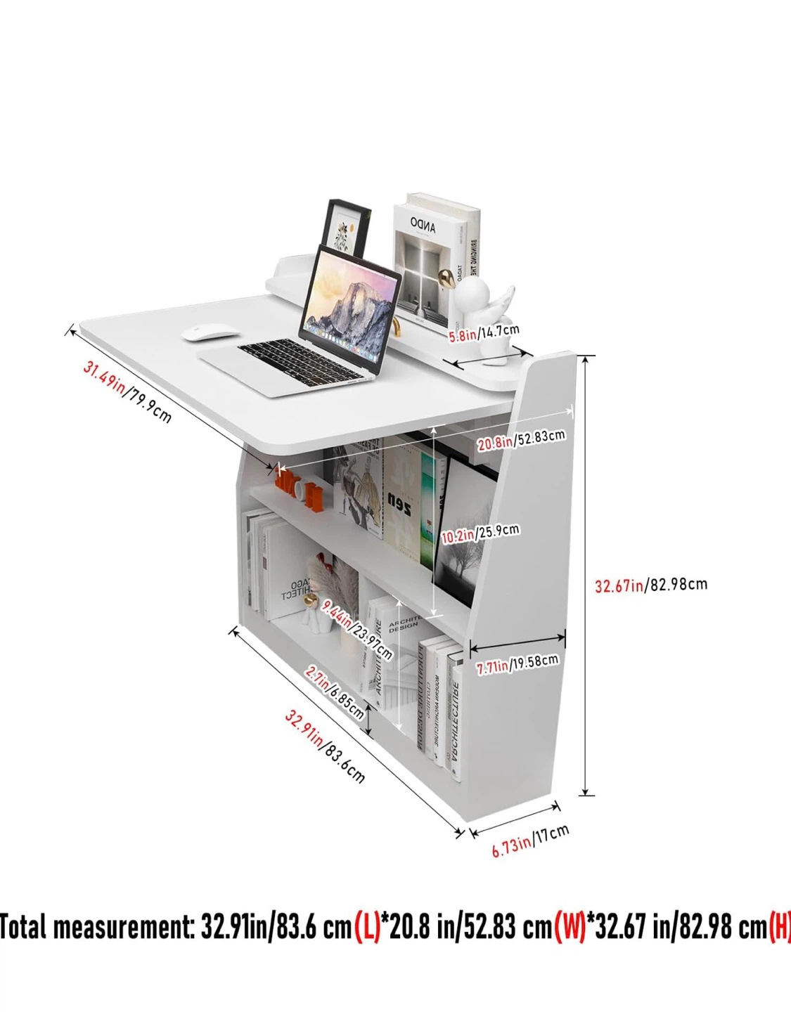 2-in-1 White Folding Bookshelf and Laptop Desk - photo 3
