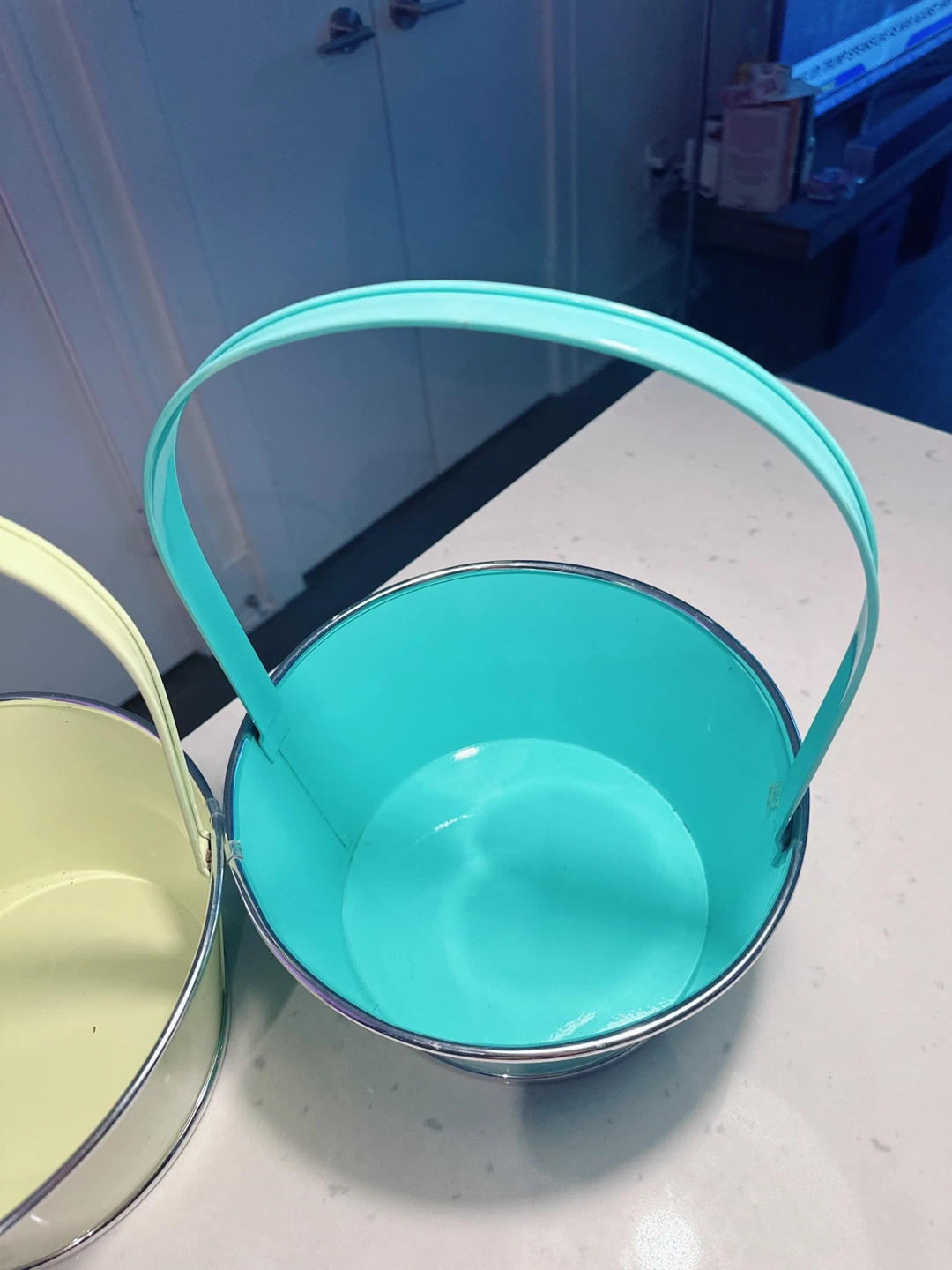 Metal Pail Baskets - Yellow and Teal - photo 2