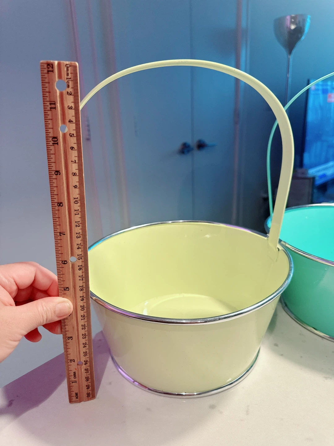 Metal Pail Baskets - Yellow and Teal - photo 5