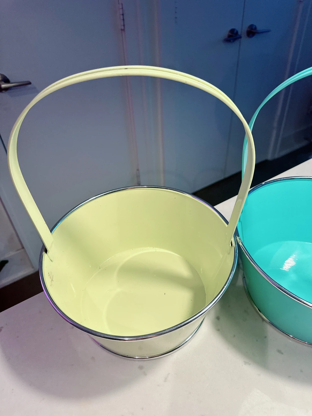 Metal Pail Baskets - Yellow and Teal - photo 3