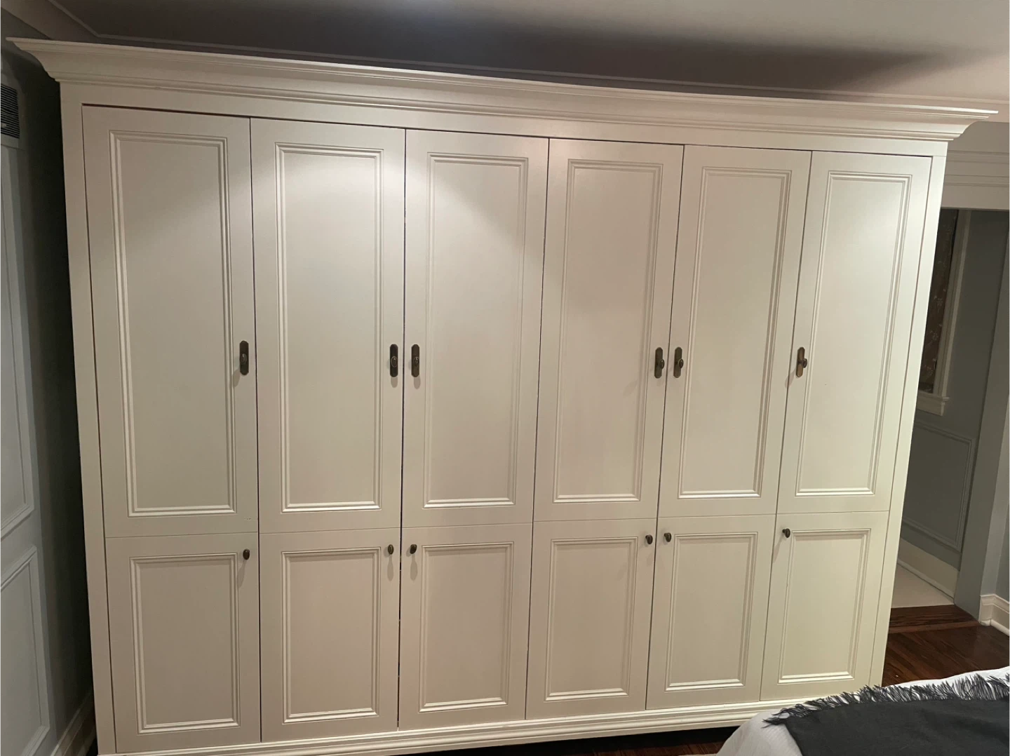 Large Cream Armoire Wardrobe with Drawers and Shelves