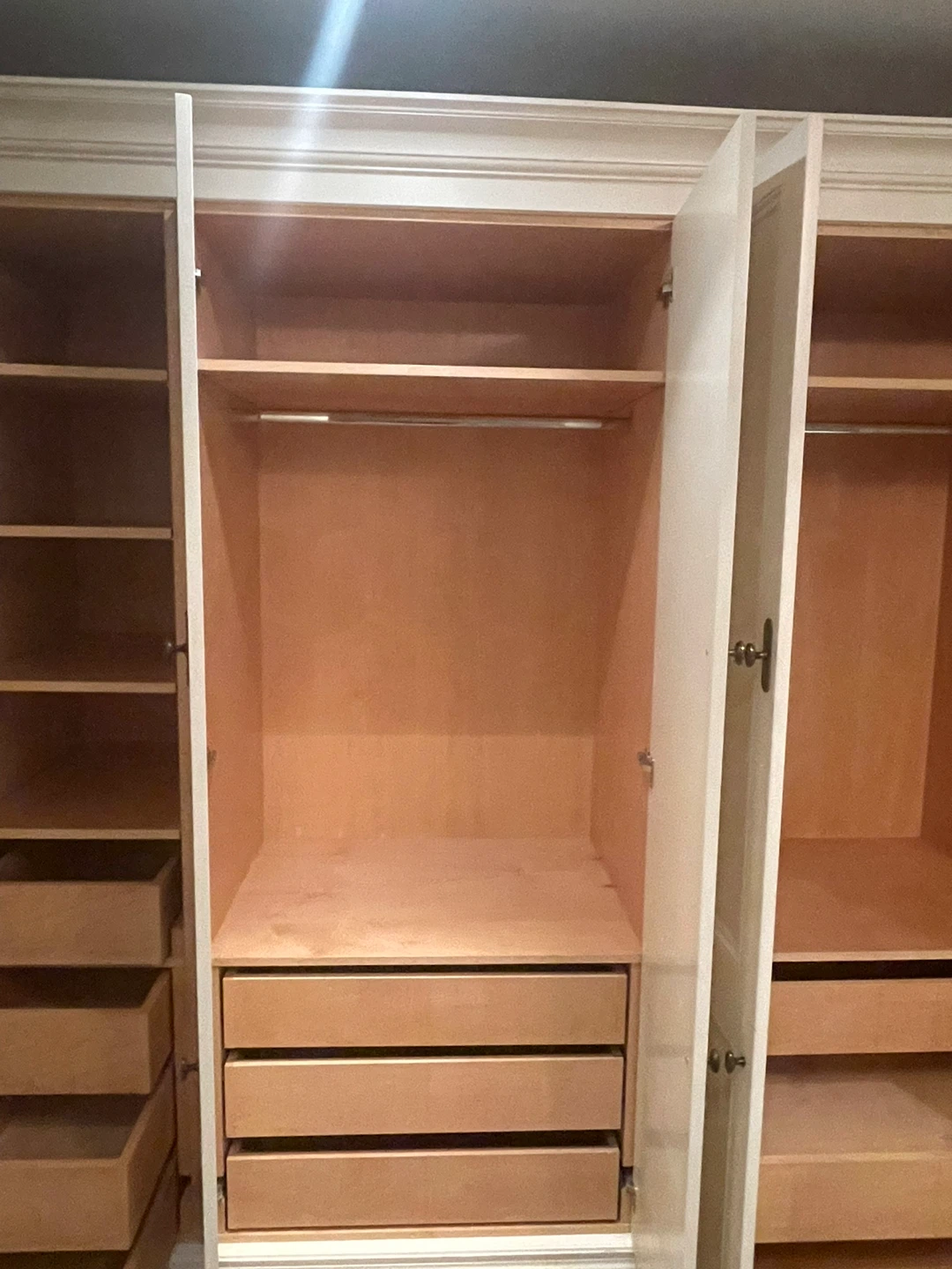 Large Cream Armoire Wardrobe with Drawers and Shelves - photo 4