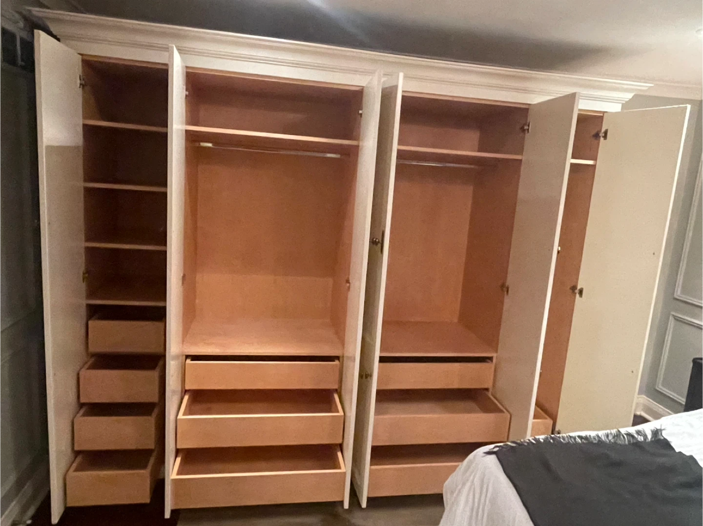 Large Cream Armoire Wardrobe with Drawers and Shelves - photo 2