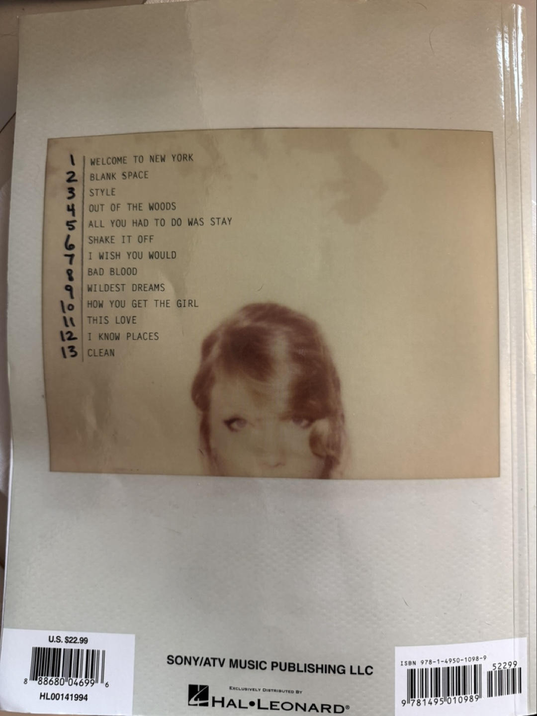 Taylor Swift 1989 Piano Vocal Guitar Sheet Music Book - photo 2