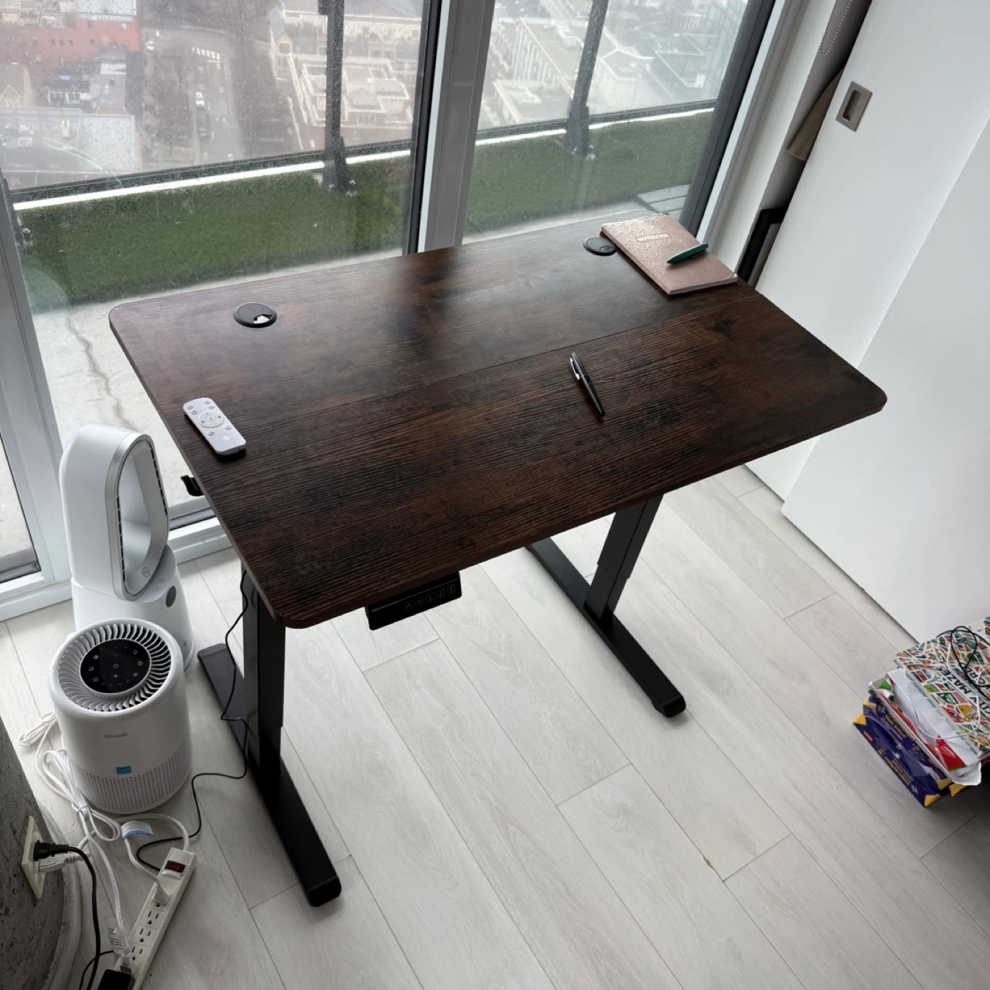 Adjustable Standing Desk - Dark Wood Finish